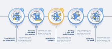 people infographic element with icons and 6 step or option. people icons  such as working at the office, ceo man, helping other to jump, chemist  working, teacher and students, partners claping hands