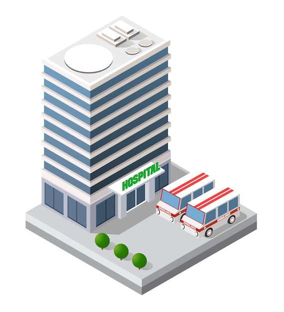 Infrastructure ambulance and modern house concept icon