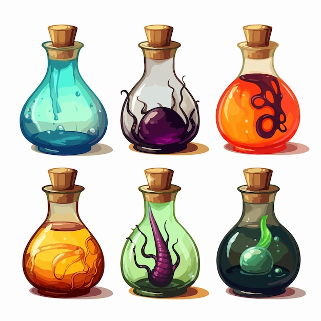 Vector infusing autumn enchantment into potion ai generation