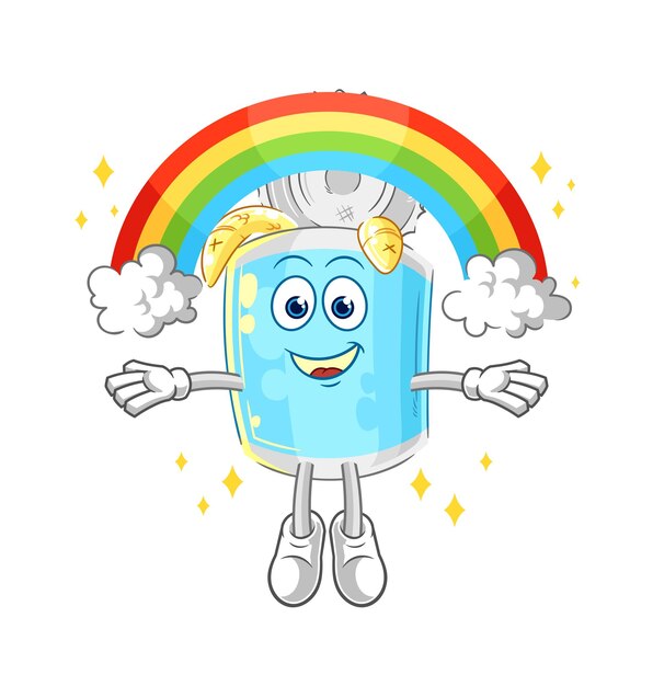 Ingeblikte vis met een regenboog cartoon vector