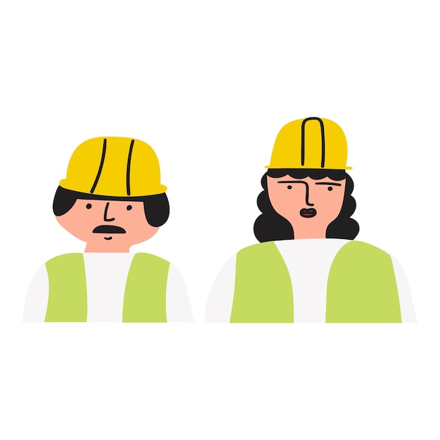 Ingenieurs. Vrouw en man. Platte pictogram vectorillustratie op witte achtergrond.