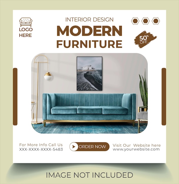 Ingericht modern meubilair Instagram post en interieur vectorontwerp