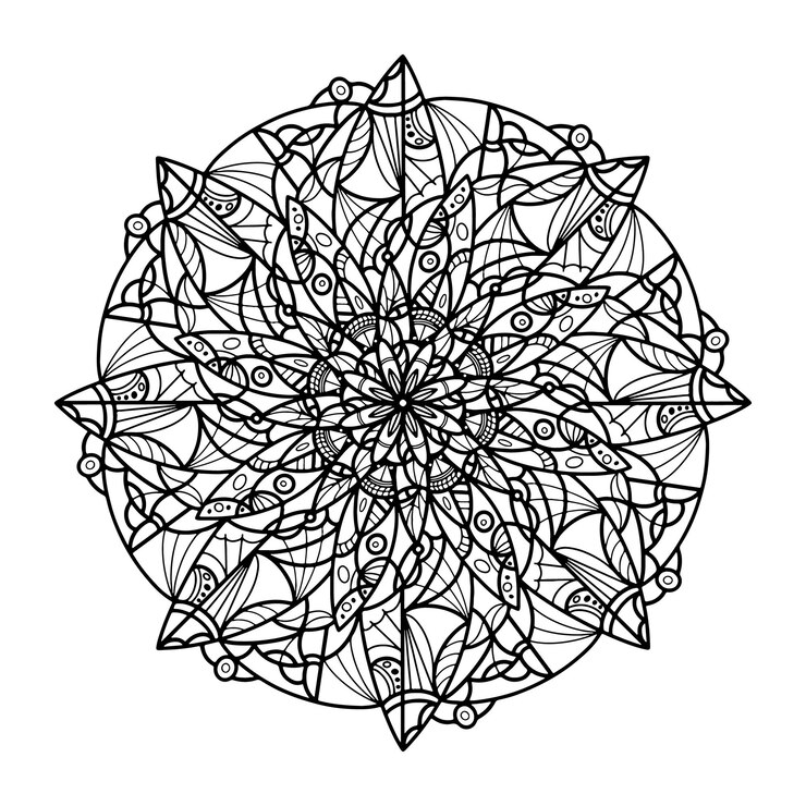 Ingewikkeld Mandala Kleurblad voor Volwassenen en Tieners