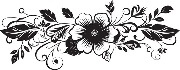 Ingewikkeld Noir Bloom Framework Zwart Ontwerp Icon Grillig Botanisch Encasement Vector Embleem