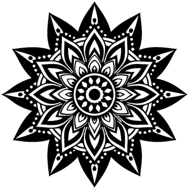 Ingewikkeld zwart-wit Mandala Vector Design