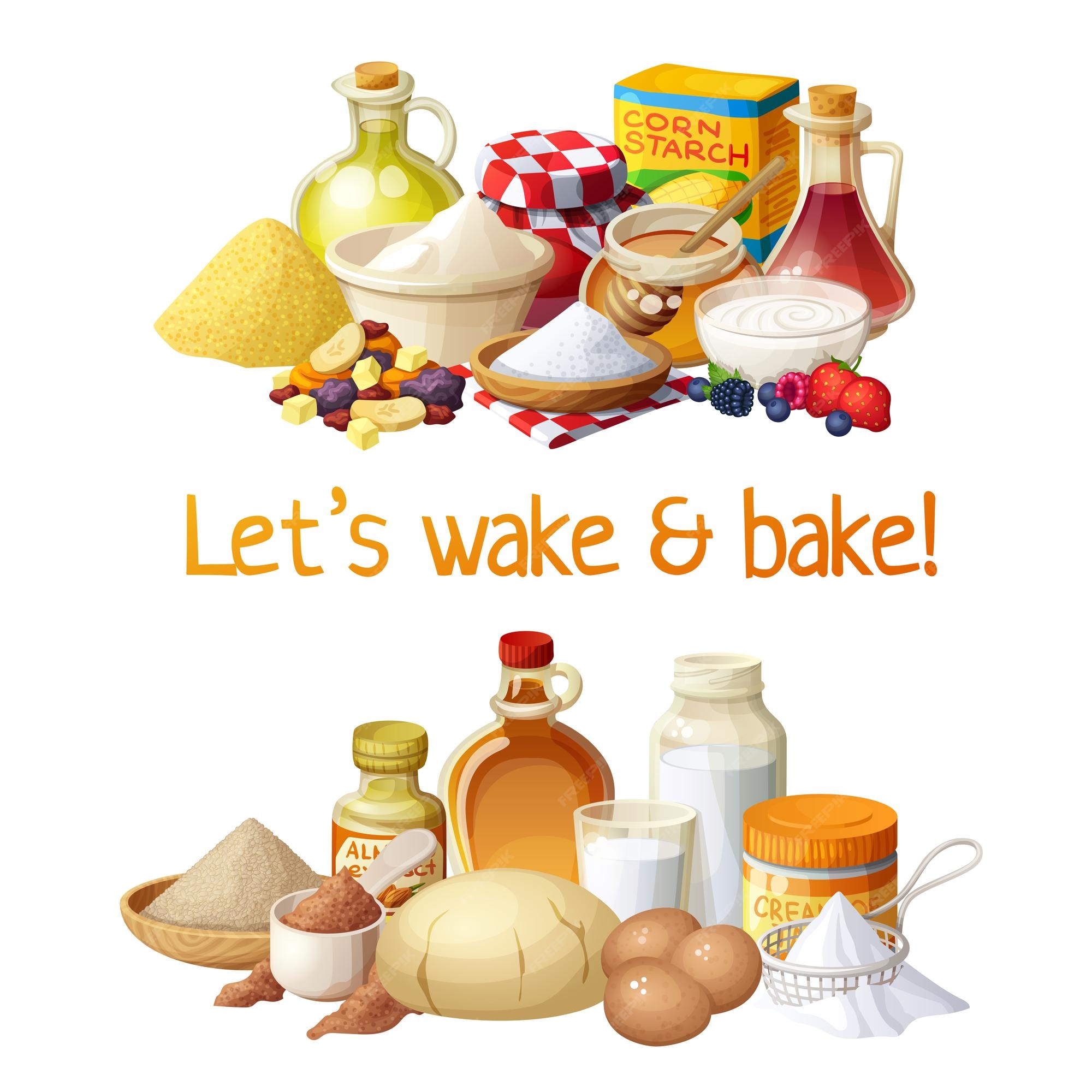 Baking cooking ingredients bake making Royalty Free Vector