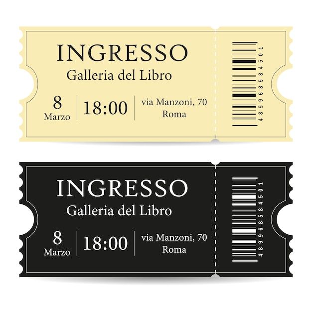 Ingresso ticket invitation in italian language Vector illustration