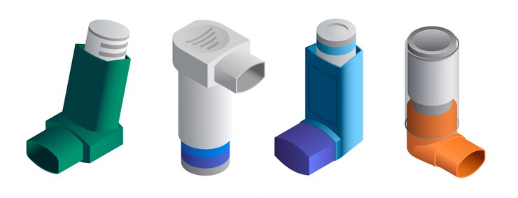 Vector inhaler icons set. isometric set of inhaler vector icons isolated