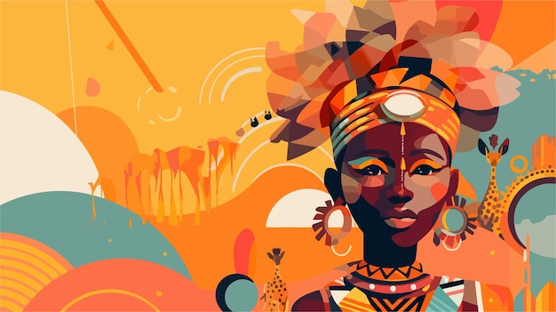 Vector inheems afrikaans kind artistiek vastgelegd