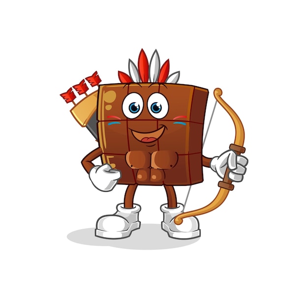 Inheemse Amerikaanse stam van chocoladereep. cartoon mascotte vector