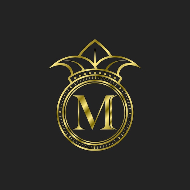 initiaal een gouden logo luxe elegant met kroon