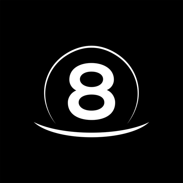 Vettore disegno iniziale del logo della lettera del cerchio 8 modello vettoriale dell'icona del logo 8 su sfondo scuro