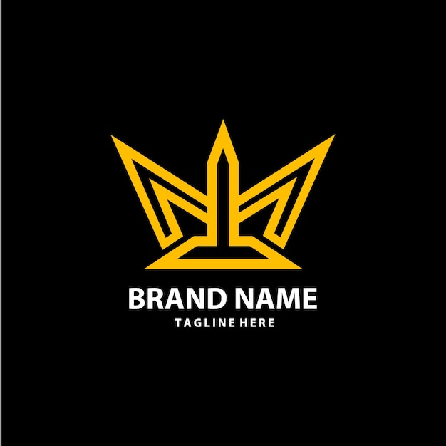 초기 추상 문자 M 트렌디한 크라운 럭셔리 로고 디자인