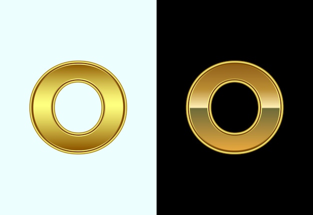 アルファベット O ゴールドカラースタイル 企業アイデンティティのグラフィックアルファベットシンボル
