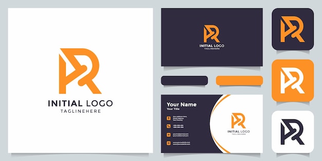 initial ar logo with  business  card