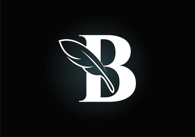 Буквица b с пером значок знака юридической фирмы логотип для писателя или издателей