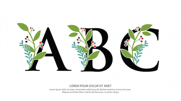 Vettore lettera logo abc iniziale con forma di fiore