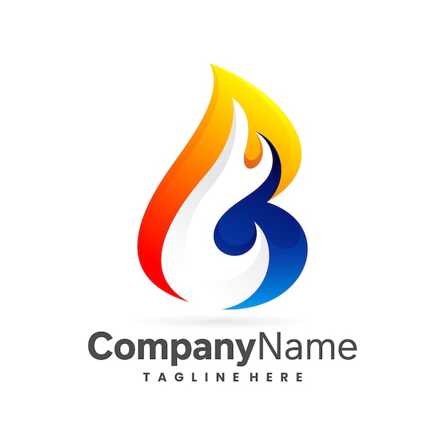 initial B fire logo design template