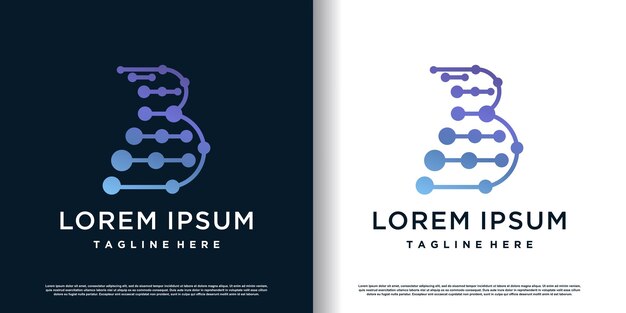 Initial b logo design template with molekule elemens icon and creative concept premium vector