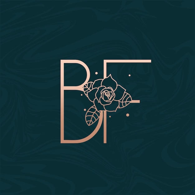 Начальный вектор BF Flower Beauty Letter Logo Мраморный дизайн