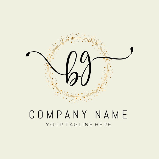 initial BG handwriting logo design vector template illustrationabstract handwriting letter BG logo