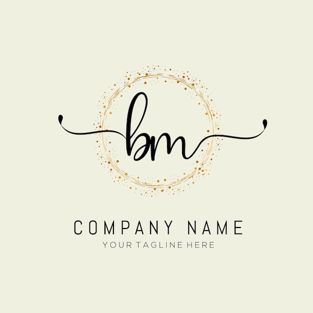 initial BM handwriting logo design vector template illustrationabstract handwriting letter BM logo