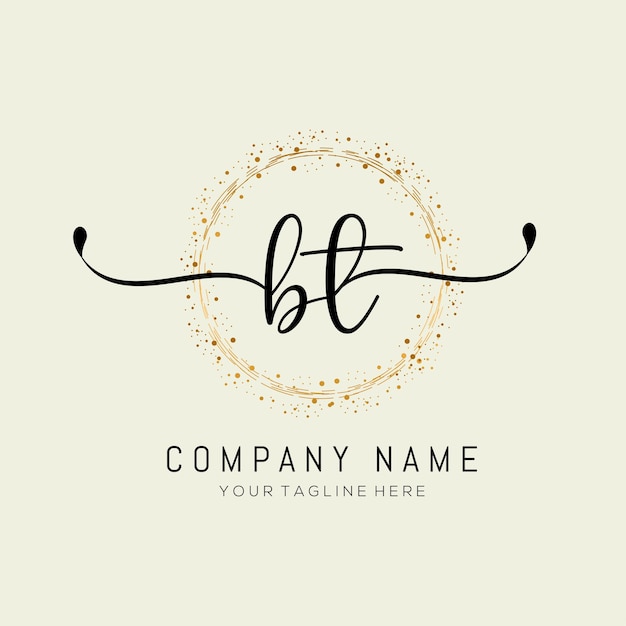 initial BT handwriting logo design vector template illustration handwriting letter BT logo design