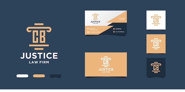 initial c b law firm logo design and business card