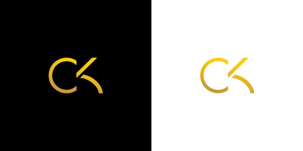 Vettore modello iniziale dell'icona del monogramma del vettore di progettazione del logo della lettera ck