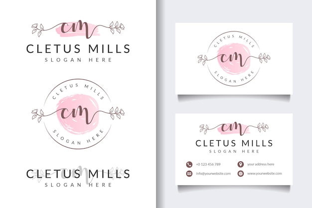 Initial cm feminine logo collections with business card template