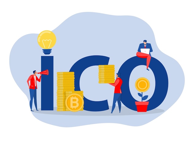 Initial coin offering icoletters en pictogrammencryptocurrency mining finance digitale geldmarkt