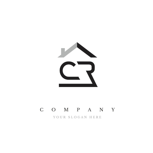 Initial CR Real Estate Logo Design Vector