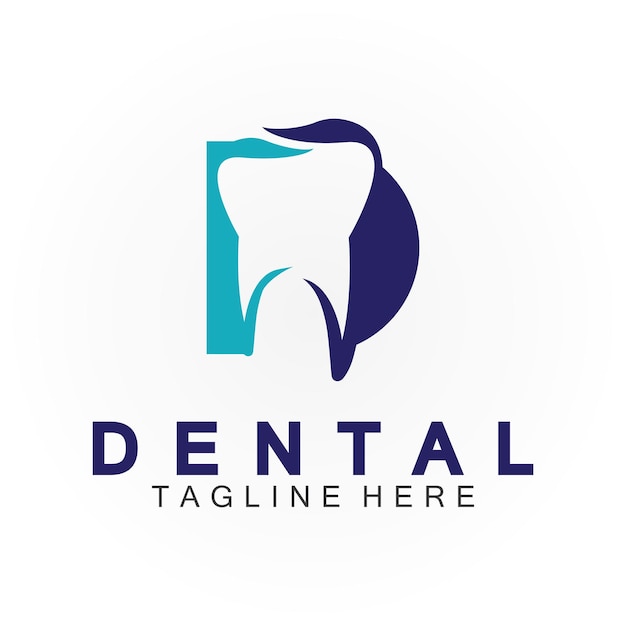 Начальная буква D со значком Dental в форме векторного логотипа, подходящая для стоматологической клиники, стоматолога, стоматологической помощи