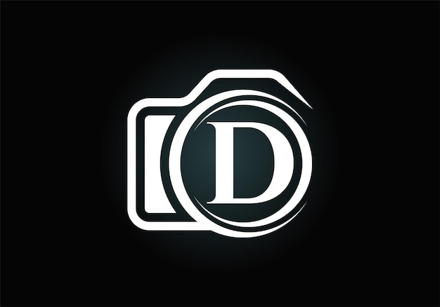 Initial D monogram letter alphabet with a camera icon Photography logo vector illustration