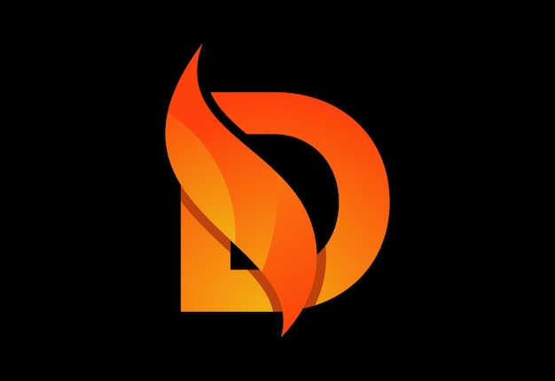 Initial D monogram letter with a swoosh or flame Fire flames or swoosh design vector illustration