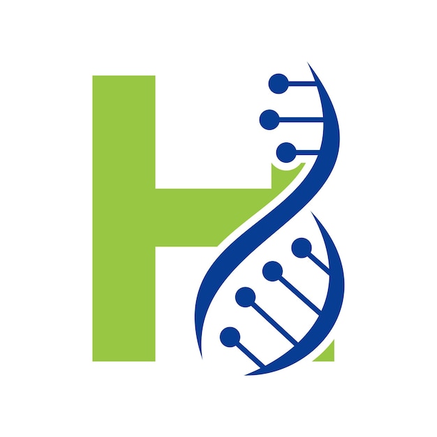 Initial DNA Logo On Letter H Vector Template For Healthcare Symbol