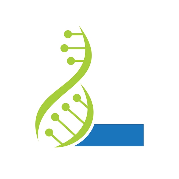 Initial DNA Logo On Letter L Vector Template For Healthcare Symbol