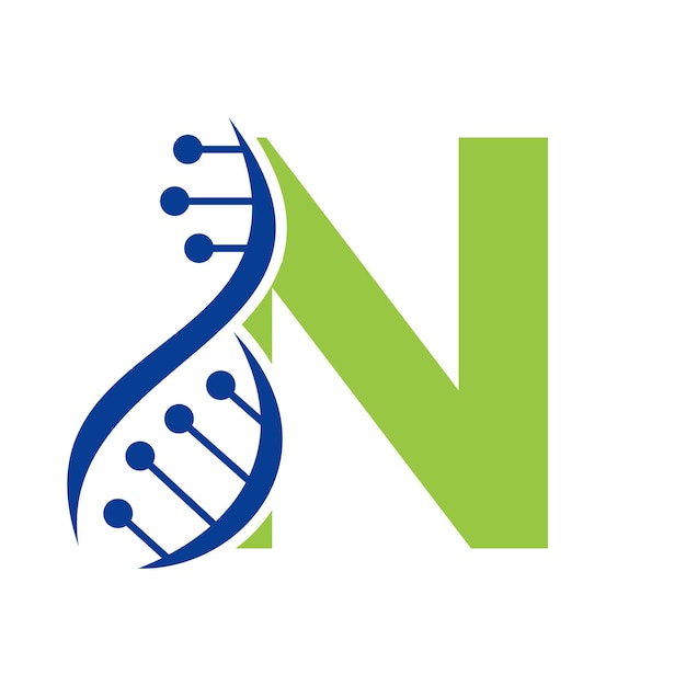 Initial DNA Logo On Letter N Vector Template For Healthcare Symbol