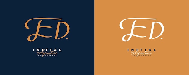 Initial E and D Logo Design with Elegant and Minimalist Handwriting Style ED Signature Logo or Symbol for Wedding Fashion Jewelry Boutique and Business Identity