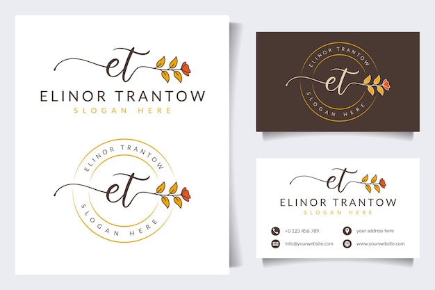 Initial et feminine logo collections with business card template