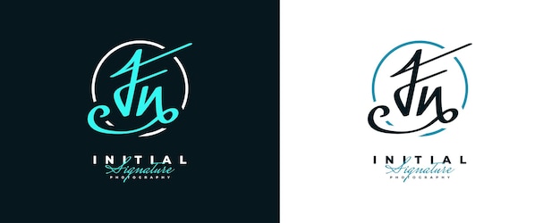 Initial F and N Logo Design with Elegant and Minimalist Handwriting Style FN Signature Logo or Symbol for Wedding Fashion Jewelry Boutique and Business Identity