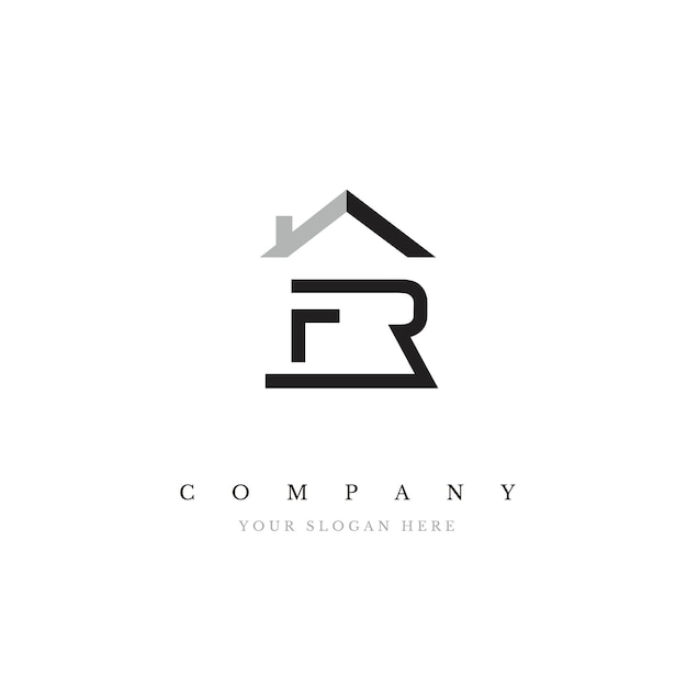 Initial FR Real Estate Logo Design Vector