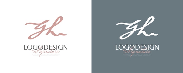 Initial G and H Logo Design in Elegant and Minimalist Handwriting Style GH Signature Logo or Symbol for Wedding Fashion Jewelry Boutique and Business Identity