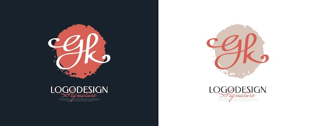 Design iniziale del logo g e k in stile di scrittura elegante e minimalista logo della firma gk o simbolo per la boutique di gioielli di moda per matrimoni e identità aziendale