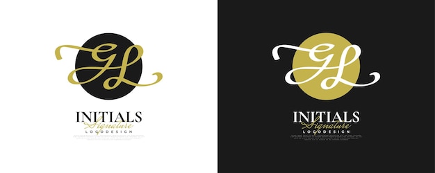 Initial G and L Logo Design in Elegant and Minimalist Handwriting Style GL Signature Logo or Symbol for Wedding Fashion Jewelry Boutique and Business Identity