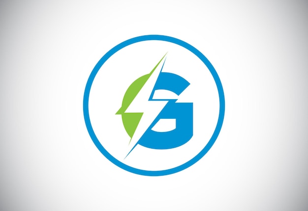 Initial G letter logo design with lighting thunder bolt Electric bolt letter logo vector