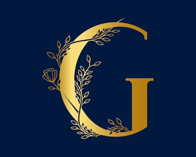 Initial G letter luxury beauty logo design vector