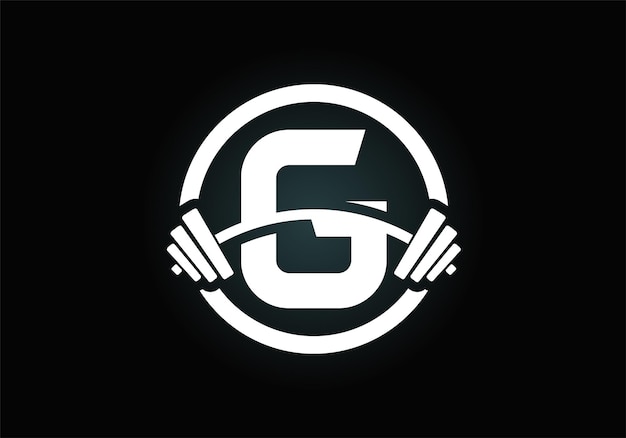 Initial G monogram alphabet with a barbell Lifting vector logo design Vector logo for bodybuilding