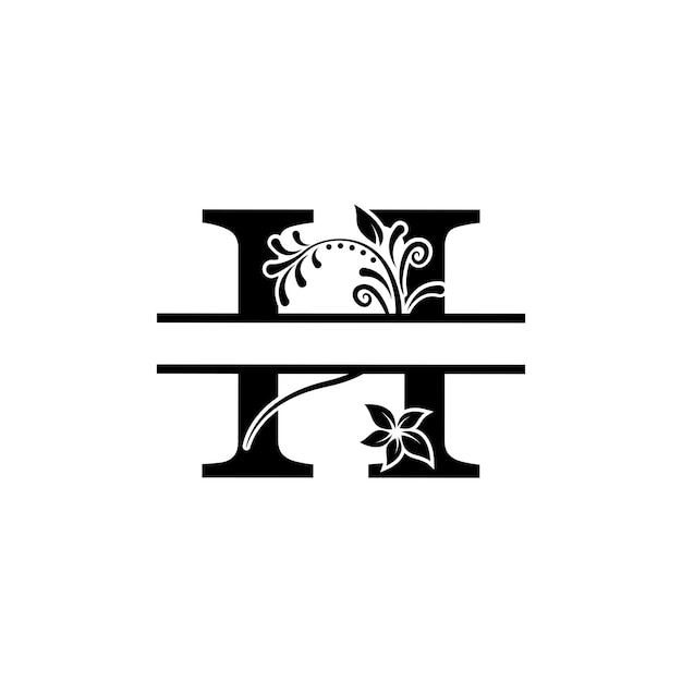 Initial H Decorative  Monogram Split Letter Vector