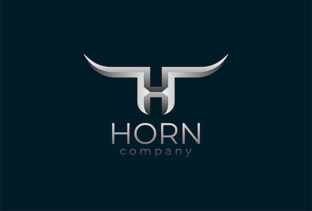 Начальная буква H horn Logo буква H с векторной иллюстрацией логотипа рога